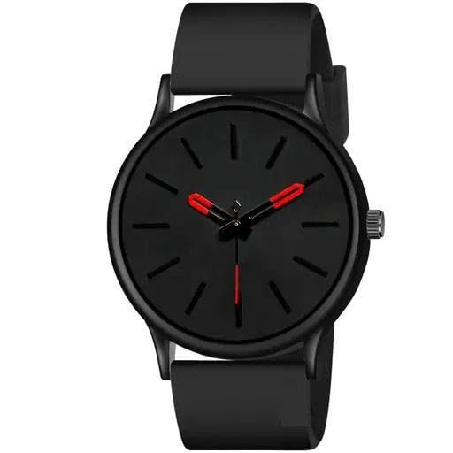 Image of Acnos Ultra-Light Minimal Black Analog Watch Minimalist Design, Rubber Strap, Business Casual