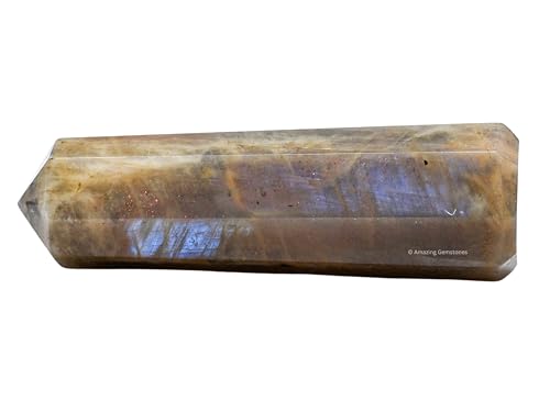 Image of Amazing Gemstone Sun Moonstone Crystal Towers - Natural Healing Crystal Point Obelisk for Reiki Healing and Crystal Grid (2 inch to 3 inch Inch)