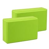 EXERZ ヨガブロック 2個パック EVAフォーム エクササイズ ワークアウト フィットネスブリック ピラティス ストレッチ ハンドスタンド 滑り止め ジムブロック 体操用 (グリーン 2個)