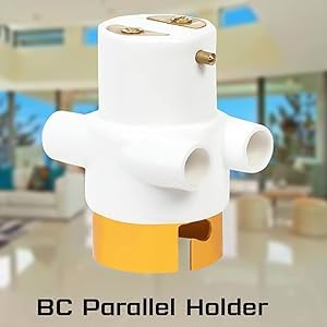 Image of BC Parallel Adapter Bulb Holder with 2 Pin Socket 6A Pack of 4 | BC lamp holder with integrated 2 pin socket and brass contacts for compatible lighting and household electrical use.