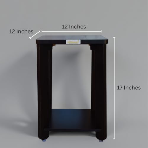 Image of InoSlashed Beautiful Wooden Side Table /End Table /Plant Stand /Tea Table /Stool Living Room Furniture Square Shape (17 Inch Height) (Dark Wooden)
