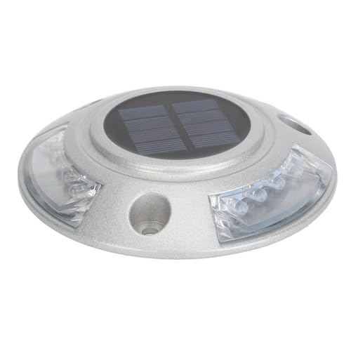 Solar Road Stud Light, IP68 Aluminum Alloy Automatic Lighting LED Deck Lighting Road Stud 6V 1.8W with Outdoor Warning Step Light, suitable for Various Weather Conditions (White
