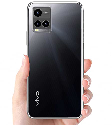Image of Soft Flexible Silicone Back Cover Compatible with Vivo Y33s, Y21 2021 Transparent Case + Screen Guard