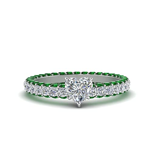Image of 55Carat Choose Your Gemstone Eternity Ring Sterling Silver Heart Shape Side Stone Engagement Rings Affordable for your Girlfriend, Wife, Wedding Partner US Size 4 TO 12