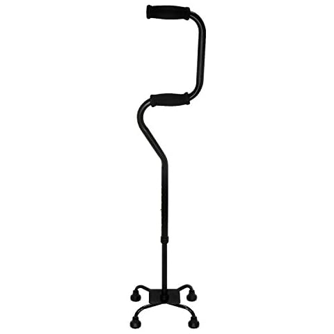 HealthSmart Quad Walking Cane, Sit To Stand Walker, Adjustable Canes for Men, Canes for Women, FSA HSA Eligible with Quad Base, Foam Handles Quad Cane, Black Cover