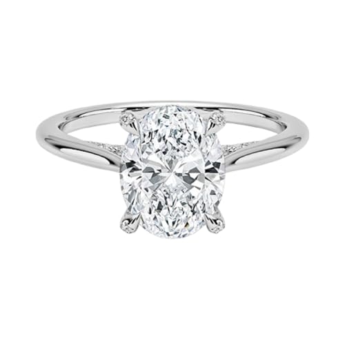 2 CT Oval Cut Moissanite Engagement Ring for Women, Solitaire Hidden Halo Cathedral Shank Engagement Handmade Ring, 10K/14K/18K Solid Gold Anniversary Propose Ring Gift