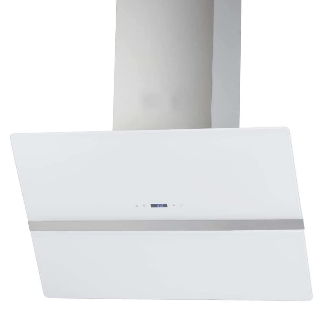 WOLKENSTEIN S4-90A++WTZ okap kuchenny skośny wyciąg z powietrza obiegowego szkło białe 90 cm W