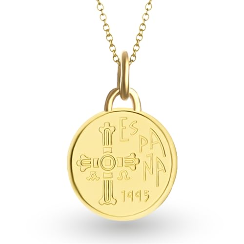 Image of HOBBY OF KINGS Spanish Coin Necklace for Women | Medallion Pendant Jewelry | 24K Gold Plated 5 Pesetas | Asturias | 1995
