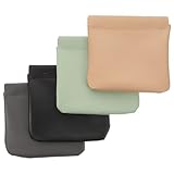 DECOMELODY 4個 自動閉合スナップ式ポーチ 小型レザーポケットメイクバッグ 色 持ち運び便利 化粧品収納 小物整理用