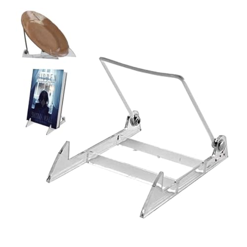 KINGDOM SOLUTIONS MADE IN USA 12-pack Sturdy & Durable Adjustable Acrylic Easels to Display Unnoticeably Plates, Art, Pictures & More - Unique on the Market