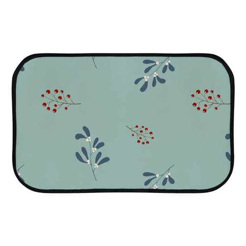 Nuansexi Bathroom Rugs Christmas Plants Green Floor Mats Non Slip Bathmat Doormat Tub Mat Coral Velvet Absorbent Entrance Carpet Mats Machine Washable Bedroom Decor