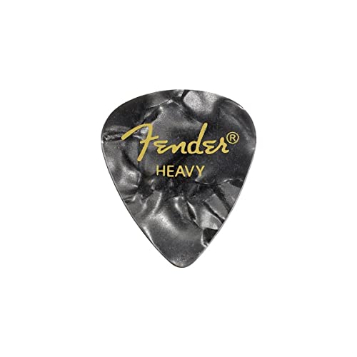 Image of Fender Premium Celluloid Guitar Picks 351 Shape, Black Moto, Heavy, 12-Pack