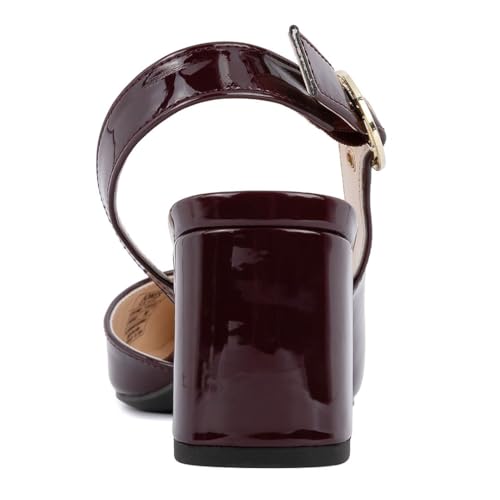 Jones New York Women's Patent Slingback Heeled Sandals | Block Heel Dress Shoes with Buckle | Open-Toe/Closed-Toe Elegant & Comfortable Footwear for Formal Events, Parties & Weddings3