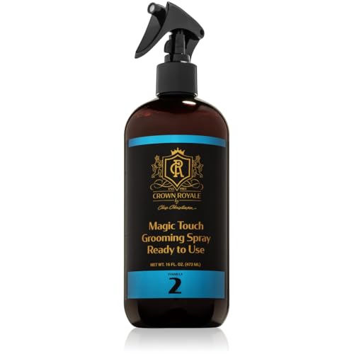 Crown Royale Magic Touch Formula 2 Pet Grooming Spray Ready-to-Use, No Heavy Build-Up, Finishing Spray, Prevents Coat Matting, Formulated with Conditioners, Made in USA, 16 oz