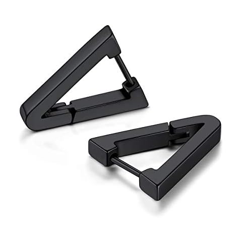 FOCALOOK Black Triangle Earrings for Men Cover