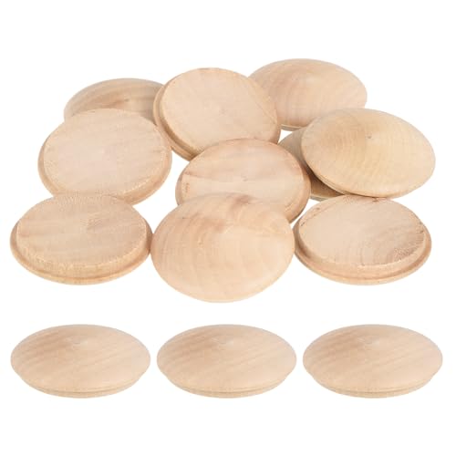 Image of uxcell 20Pcs Wood Button Plugs, 40mm /1.57 inch Hardwood Screw Hole Plug Mushroom Wooden Caps Buttons Wood Plug for Furniture Woodworking Craft Decor (45mm x 40mm)