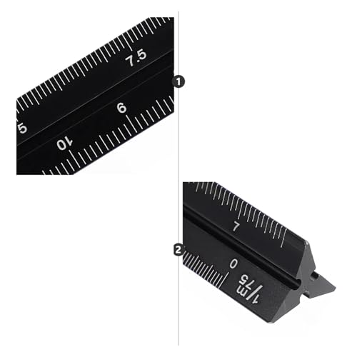 Regla de escala triangular negra para solucionar problemas de escala 6