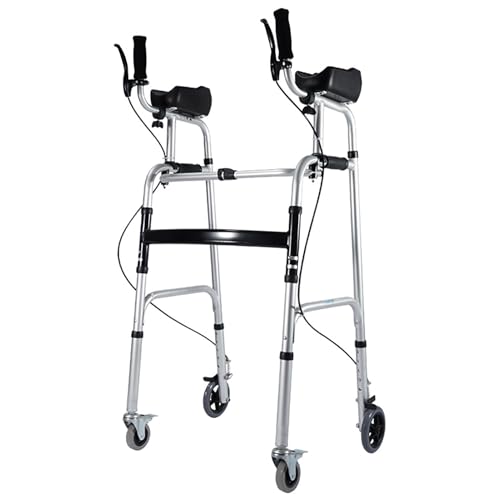 Déambulateur pliable avec siège cadre de marche pour personnes âgées réglable