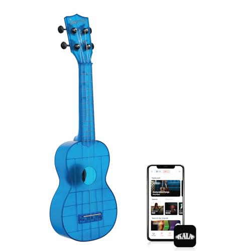 Kala Ukulele Cobalt Blue Glass 4 String Soprano Ukulele from the Waterman Sea Glass Collection, Classroom Instruments