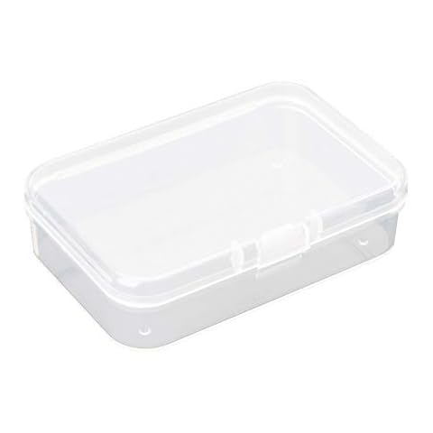 AKOAK Clear Polypropylene Rectangle Mini Storage Containers Box with Hinged Lid,3.54 by 2.46 Inches Storage Containers for Business Card,Accessories,Crafts,Screws,Drills,Battery,Pack of 4 Cover
