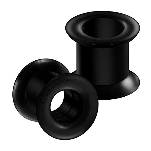 BanaVega 2PCS Silicone Black 00g 10mm Double Flared Saddle Gauge Earring Tunnel Ear Lobe Stretcher Piercing Jewellery 5225