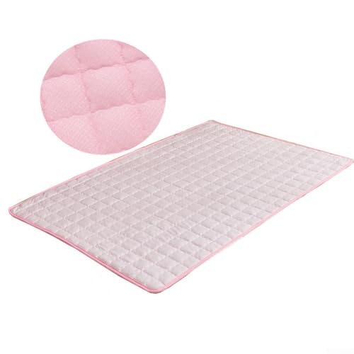Haustier-Kühlmatte Sommer, Eisseide, rutschfest, atmungsaktiv, Hundekühlkissen für Katzen, Hunde, Haustiere, Wärmeentlastungsmatte, waschbar, Kistenbett (S, Rosa-S)