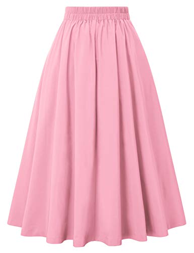 Image of Belle Poque Women's Midi Pleated A-Line Skirts Pockets