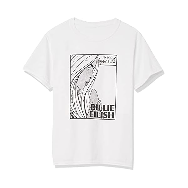 Billie-Eilish-Womens-Official-Pop-Art-Billie-Image-T-Shirt Billie Eilish Exclusive Official Pop Art Image T-Shirt White,Large