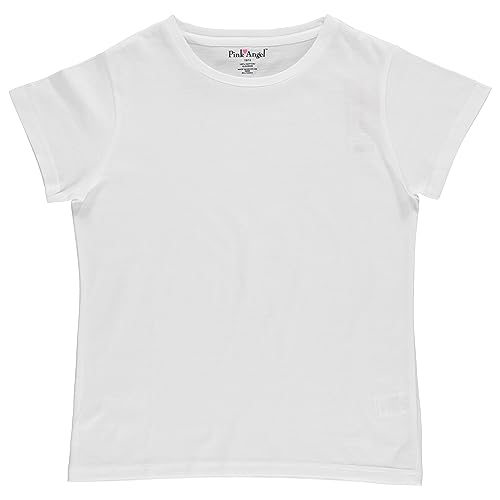 Image of Pink Angel Girls' 8-Pack Cotton T-Shirts - Crew Neck Short Sleeve Tees, Solid Color Multipack, Sizes 4-16