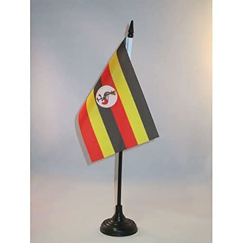 AZ FLAG, Uganda Table Flag 4'' x 6'', Ugandan Office Mini Banner 100% Polyester 15 x 10 cm
