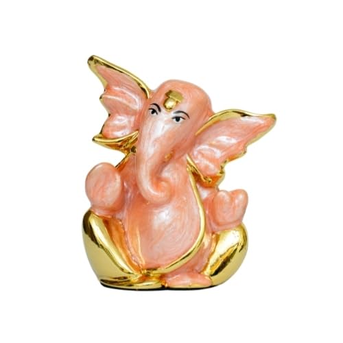 Image of Pearl Orange Flying Ganesha | Divine Vighnaharta Idol for Car Dashboard, Office & Home |Symbol of Success & Prosperity |Ganesha Murti for Happiness & Protection | Height 2.3 Inch