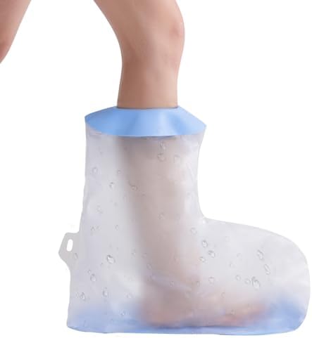 Waterproof Foot Cover for Shower Adult, Cast Covers with Non-Slip Padding Bottom, Watertight Ankle Cast Protector Showeing Boot Cover - Tight Seal - Reusable