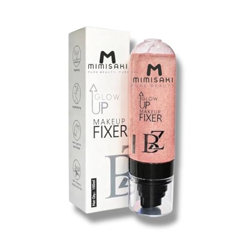 Image of Glow UP Makeup Fixer 100ml by Mimisaki - Long-Lasting Dewy Finish Setting Spray, Hydrating Makeup Fixer with Glow (Pink)