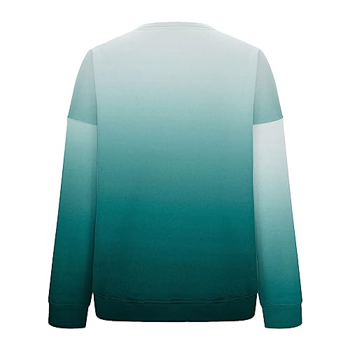 Sweatshirt for Womens Fashion Casual Crew Neck Long Sleeve Pullover Fall Ombre Print Ladies Oversized Tops Sweater2