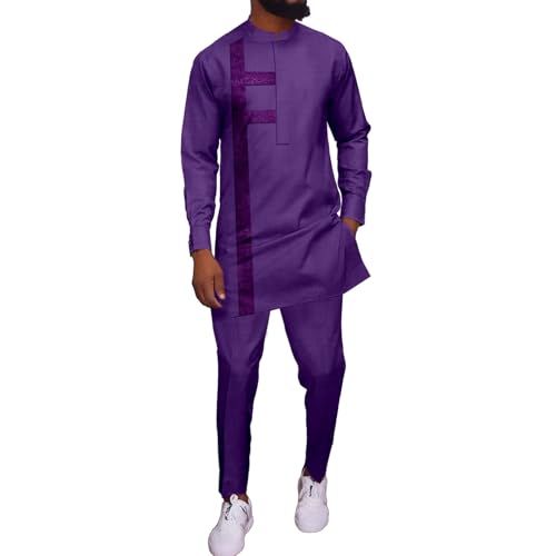 African Suits for Men Slim Fit Dashiki Shirt Pants Outfit 2 Piece Sets Nigerian Clothes Attire Clothing