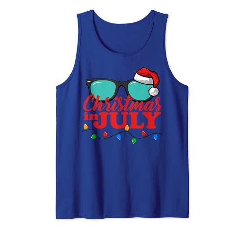 Navidad en julio Santa Hat Gafas de sol Celebración de verano Camiseta sin Mangas