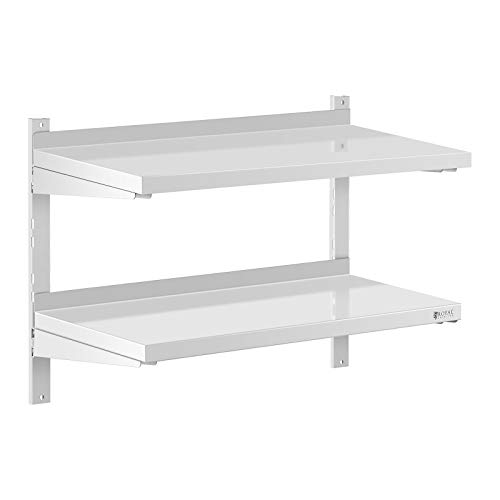 Royal Catering Estante De Pared Metálico Estantería para Cocina RCWR-800.4 (Capacidad: 40 kg, Acero Inoxidable, 2 Baldas, 40 x 80 cm)