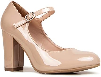 J. Adams Skippy Heels for Women - Round Toe Chunky High Heel Mary Jane Pumps
