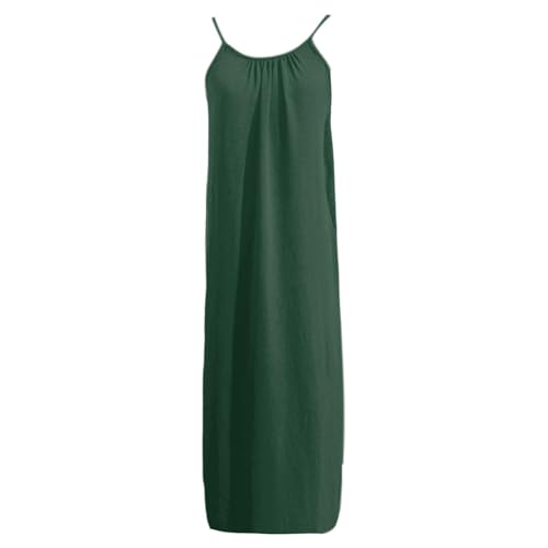 Image of HTHLVMD Backless Cami Dress Summer Dresses for Women 2026 Spaghetti Strap Dresses Womens Solid Color Backless Cami Dress