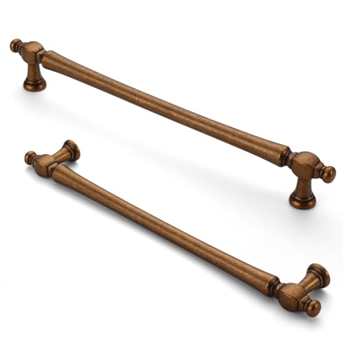 FURNIWARE 10 Stück Antiker Schrankgriffe,Antiquitäten Brass Möbelgriff 192 mm Bohrlochabstand Schubladengriff, Schubladengriffe für Türen, Küchen, Truhen, Kommoden, Schränke
