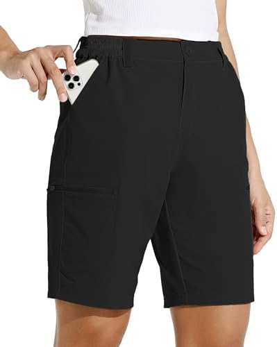 Willit Women’s 10″ Hiking Cargo Shorts Stretch Golf Active Long Shorts Quick Dry Outdoor Summer Shorts