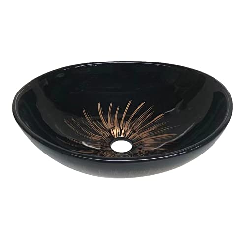 Image of Designer Table Top Premium Counter Wash Basin Glossy Finish Black Sink for Bathroom (16 x 14 x 6 Inch)