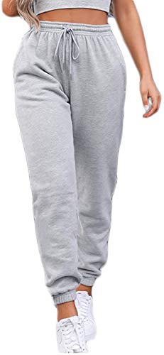 Women's Casual Sweatpants With Drawstring, Cinch Bottom Jogger Pants Running Workout Active Lounge Trousers (Gray, Small) #TOP8