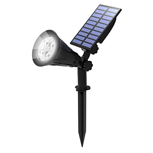T-SUN Luci Solari da Esterno, Lampade Solari da Giardino Wireless con 4 LED 200LM, Bianco Freddo 6000K, 2 Modalità Funzione, Impermeabile Lampioni da Sicurezza Solari per Parete, Terrazzino, Cortile, Casa, Corraio ecc.