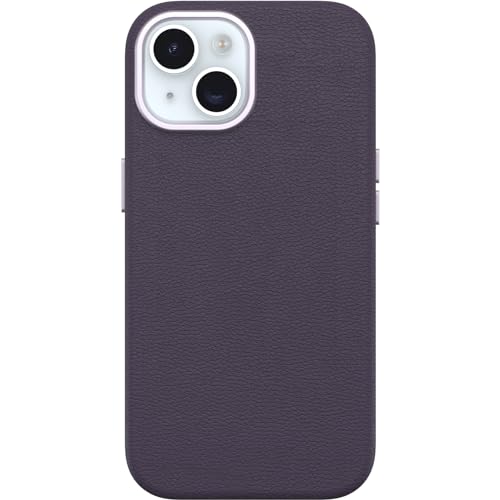 Image of OtterBox iPhone 15 Symmetry Series Cactus Leather for MagSafe - Plum Luxe (Purple), Snaps to MagSafe, Ultra-Sleek, Raised Edges Protect Camera & Screen