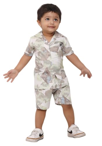 Image of POLKA TOTS Cotton Half Sleeves Shirt With Shorts, All Over Print Cord Set for Baby Boy Kids