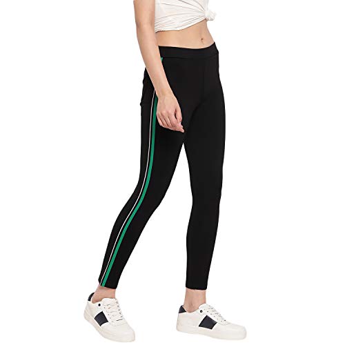 Image of Marvel Womens Jeggings for Women and Girls | Gym Wear Workout Trousers | Stretchable Striped Stylish | High Waist Sports Fitness Yoga Track Pants for Girls & Women 4 Way Stretch Side Piping