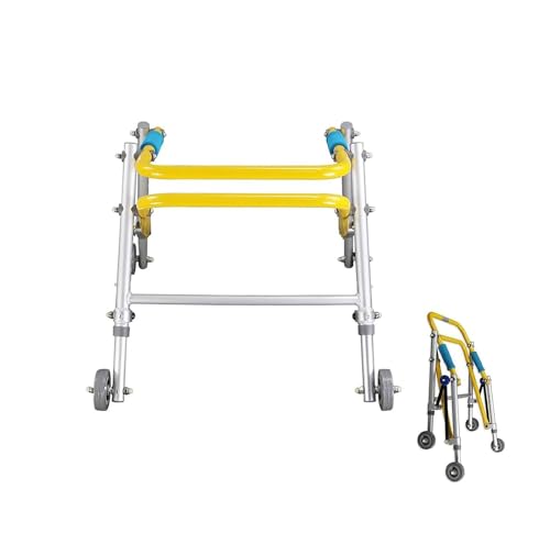 軽量歩行器、子供用下肢リハビリ補助トレーニングスタンドウォーカー、4輪とシート付き、子供用スタンディングフレーム用調節可能ウォーカー(ミディアム)(小)