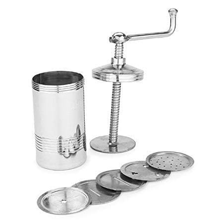 Image of Stainless Steel Sev Sancha Machine /Muruku Maker with 6 Jali, Kitchen Tools of Namkeen and Snacks Maker Stainless Steel (9 No.)