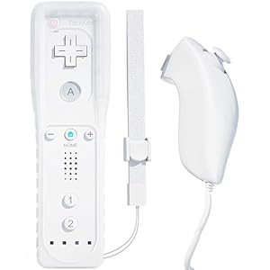TechKen Wii Controller Remote mit Nunchuck Wii Kontroller mit Nunchuk Wii Fernbedienung Wii Vernbedinung Ersatz Controller für Wii (Controller ohne Motion Plus) (Weiß)